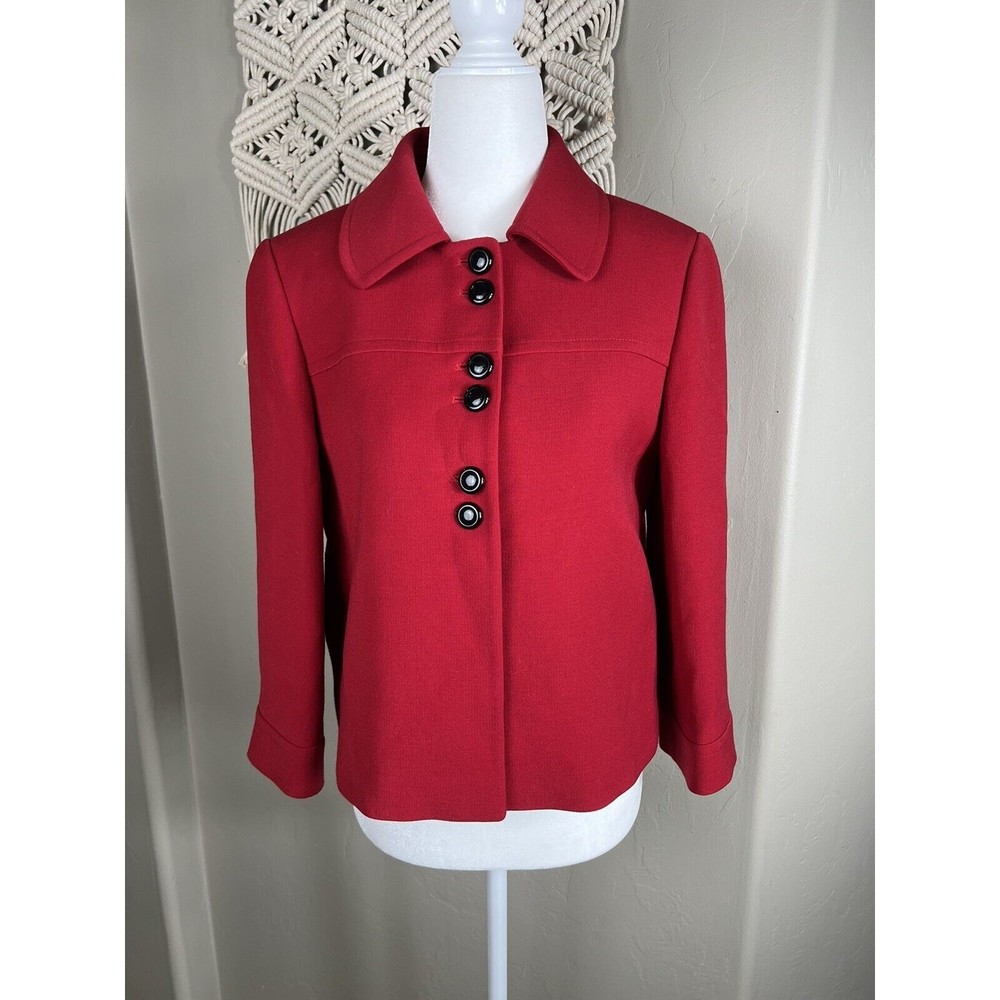 Tahari Arthur S Levine Blazer Women's 4 Red Buttons Suit Jacket Career Office
